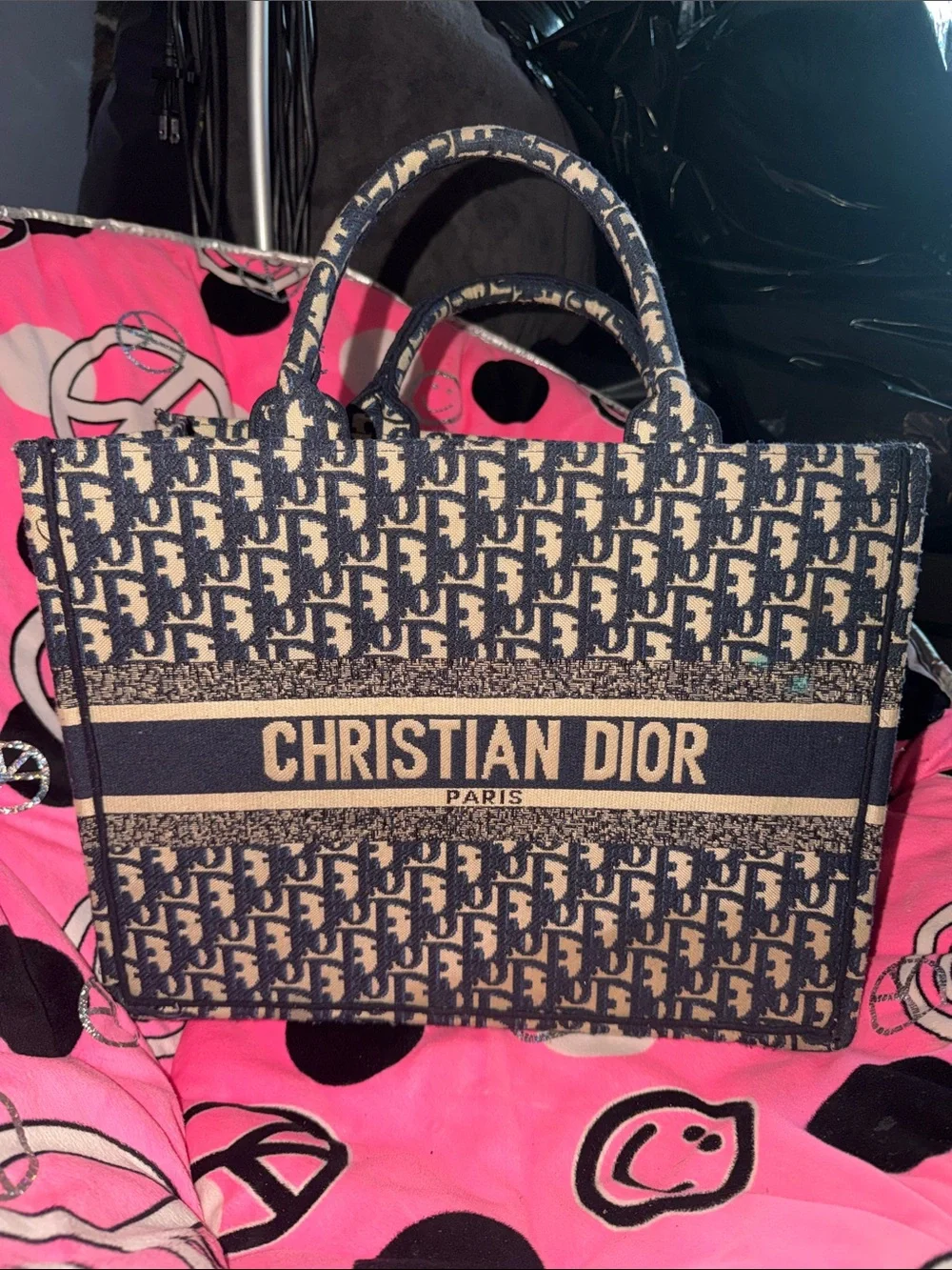 Dior Navy and Beige Christian Dior Book Tote